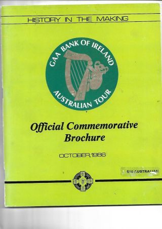 1986 Rare Ireland Gaa Tour Of Australia Brochure First Tour Down Under