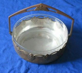 Antique Wmf Silver Plate Basket With Glass Liner As Found
