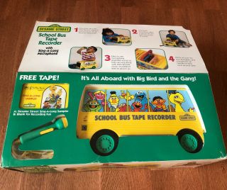 Vtg Ctw Sesame Street School Bus Tape Recorder Sing Microphone Ctw - 400 Box Rare