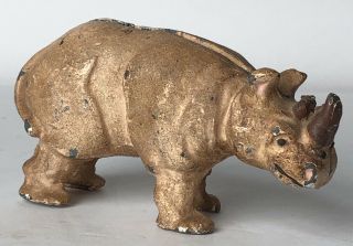 Rare Vintage Antique Early 1900s Hubley Cast - Iron 3” Hippo Still Bank