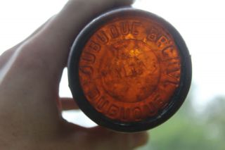 Vintage Dubuque Brewing & Malting Amber Bottle Iowa Ia Lady Leg Rare