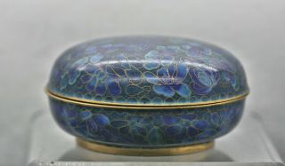 Lovely Vintage Chinese Peacock Blue Cloisonne Enamel Brass Lidded Bowl
