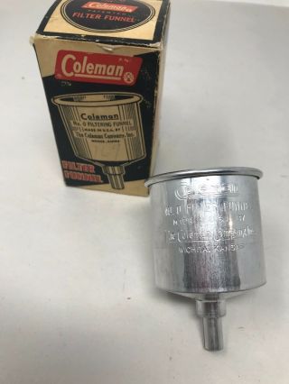Vintage Coleman No.  0 Aluminum Filter Funnel In Rare Black & Red Box
