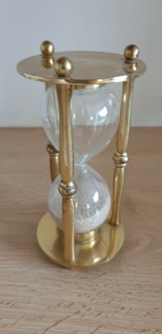 Antique Decorative Brass Sand Timer (heavy) - 15cm High Hourglass