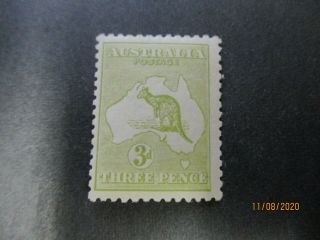 Kangaroo Stamps: 3d Olive 3rd Watermark - Rare - (k31)