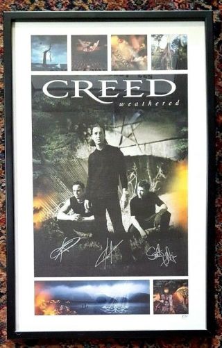 Rare Creed Weathered Cd Group Signed Limited Edition Framed Poster Ready To Hang