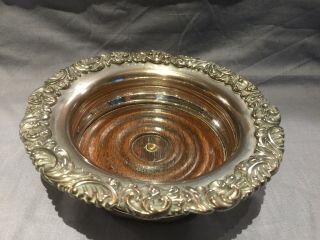 A Lovely Large Antique Silver Plated Champagne/wine Coaster With Swag Moulding