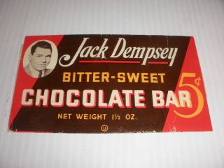 Vintage Rare Jack Dempsey Bitter Sweet Chocolate Bar Wrapper 5c