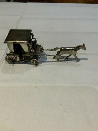 Vintage Minature Solid Silver Horse And Carriage