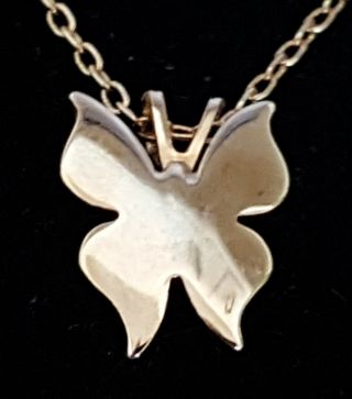 Gold Colour Gilt Metal Vintage Art Deco Antique Butterfly Pendant Necklace