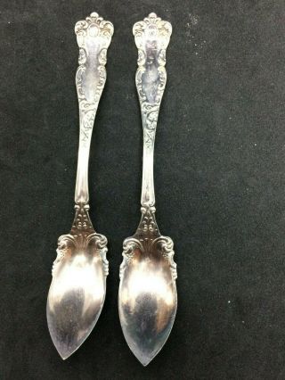 2 Silverplate Grapefruit Spoons Wm.  Rogers& Son - Oxford Pattern Circa 1901