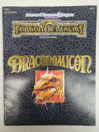 Rare Ad& D Draconomicon Forgotten Realms 1990 1st Print 2nd Edition