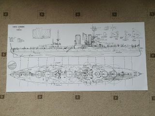 British Royal Navy H.  M.  S.  Canada Battleship Blueprint Technical Drawing