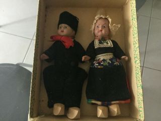 Antique Traditional " Volendam " Dolls Made In Germany Box Ca1930s