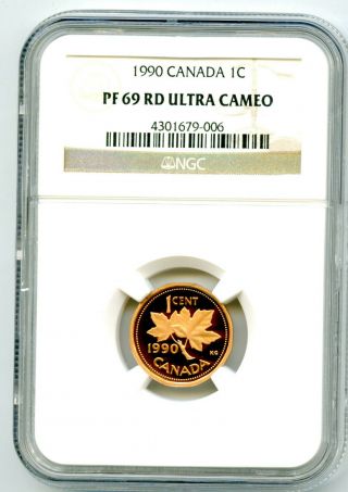 1990 Canada Cent Ngc Pf69 Rd Proof Penny Extremely Rare Pop=13