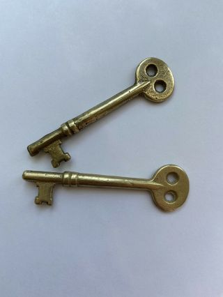 Vintage/antique Solid Brass Skeleton Keys (2) 3”