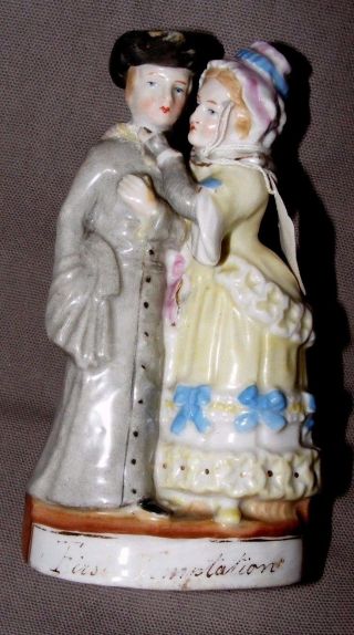 Antique German Porcelain Fairing Figurine First Temptation Man And Woman C1870