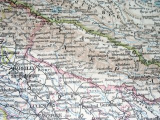 1928 VINTAGE MAP OF NORTHERN INDIA DELHI MAP PUNJAB KASHMIR NEPAL TIBET 2