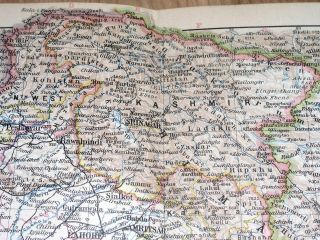 1928 VINTAGE MAP OF NORTHERN INDIA DELHI MAP PUNJAB KASHMIR NEPAL TIBET 3