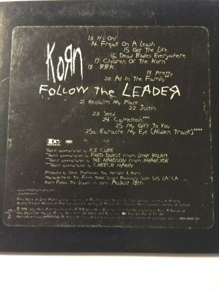 Korn Very Rare Us Promo Only Follow The Leader Card Cd Aek 69001 S1