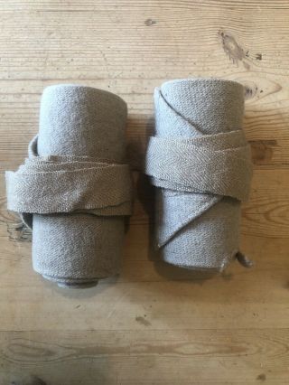 Antique Pair Khaki Wool Army Puttees Leg Wraps Gaiters Fox Somerset