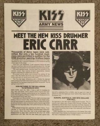 Kiss Army Newsletter 1980.  Very Rare One Of The Last 4 - Aucoin Usa Meet Eric