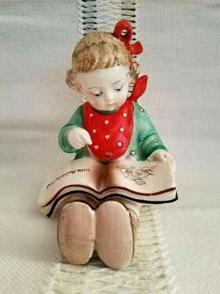 Rare Vintage Ceramic Figuring Made In Japan: Young Girl Reading A Book 6 "