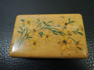 Antique Hand Painted Wood Box With Calligraphy Flex Dip Pen