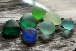 Sea Glass Gem Balls Rare Uv Cobalt Teal Turquoise Jade Lime Beachen Jq