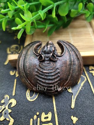 Chinese Antiques Pure Copper Solid Bat Tea Pet Statue