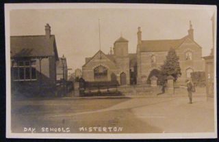 Rare C 1905 Day Schools Misterton Rp Nottinghamshire Sepia Postcard Sign Haxey