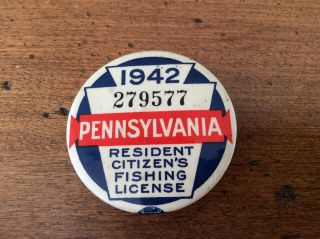 Vintage And Rare 1942 Pennsylvania Resident Fishing License