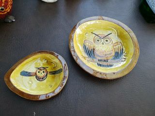 Rare Poppytrail Owl Plate Set 2 Piece