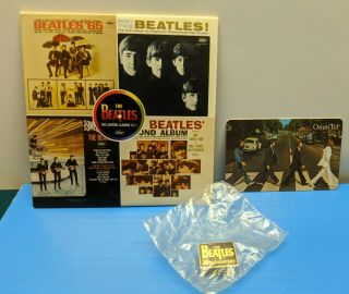 The Beatles Vol 1 Cd Sampler,  Rare Calling Card & Promo Pin