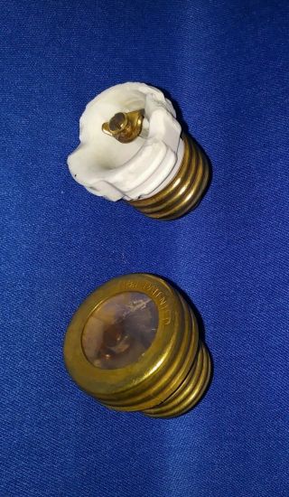 Rare Vtg H & L Replaceable Edison Base Fuse Mica - Brass - Porcelain 15a Patented