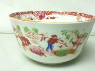 Antique,  Rare,  English,  Variant,  Gaudy Red Willow Rice Bowl 6.  5in X 3.  5in