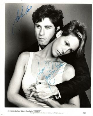 John Travolta & Jamie Lee Curtis,  Rare Signed Vintage Studio " Perfect " Photo.