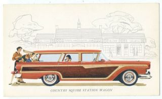 1957 Ford Country Squire Station Wagon - Ad Postcard - Rare