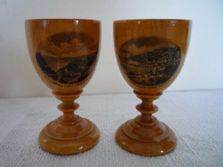 2 X Antique Mauchline Ware Egg Cup Ventnor & Blackgang Chine Isle Of Wight