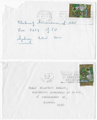 Australia Christmas 1973 7c P14½ & P15 Solo On Commercial Covers Rare