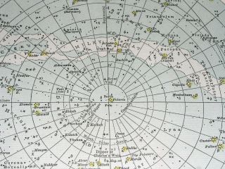 1936 VINTAGE MAP OF NORTHERN SKY HEMISPHERES HEAVENS ASTRONOMY STARS 2
