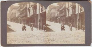 Rare Stereoview Of Chinese In Traditional Attire In Chinatown San Francisco