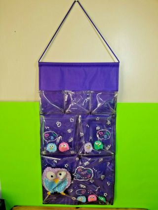 Rare Vintage 1991 Sanrio Purple Owl Wall Hanging Pocket Storage Collectible