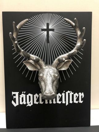 Rare Jagermeister 3 - D Bar Sign Advertising Buck Deer Elk 24” X 18” Large Wood