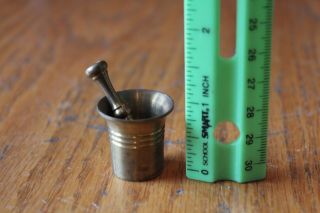 Brass Mortar and Pestle Doll Vintage Mini Small Solid Brass Antique No Handles 2