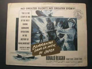 Rare Orig.  1957 Ronald Reagan Wwii Hellcats Of The Navy Foreign Lobby Card