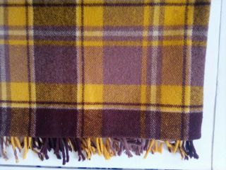 Faribo Vintage 100 Wool Pak A Robe Throw Blanket Brown Yellow Plaid 54 By 52