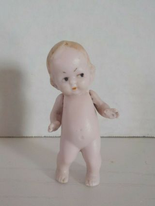Antique German Bisque Little Girl Doll With Googly Eyes And Jointed Arms 2 1/2 "