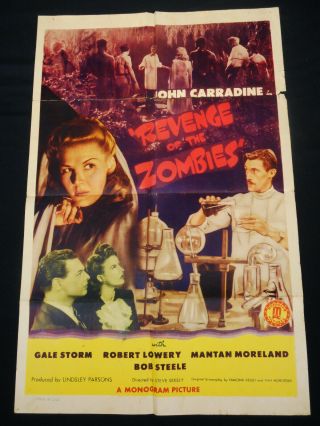 Revenge Of The Zombies 1943 John Carradine Rare Poverty Row Horror One Sheet