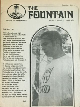 Fountain Vol 2 6 1972 Gay Newspaper Rare Civil Rights Portland Pride Seattle